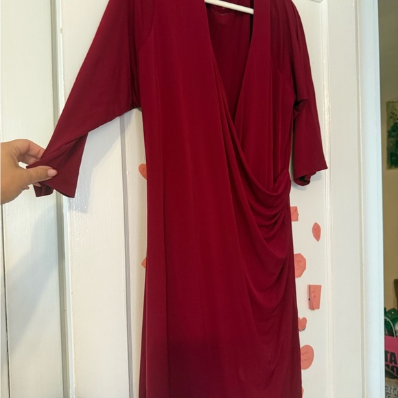 Susan Graver Deep Red Long Sleeve Dress - Picture 1 of 4